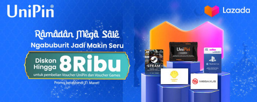 Ramadan Mega Sale di Lazada Diskon Voucher UniPin & Voucher Games hingga 8Ribu